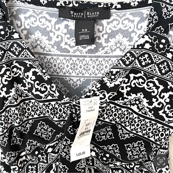 WHBM NWT Black & White Multi Print Ruffle Sleeveless Tunic Tank Top XS X-Small - Picture 6 of 8